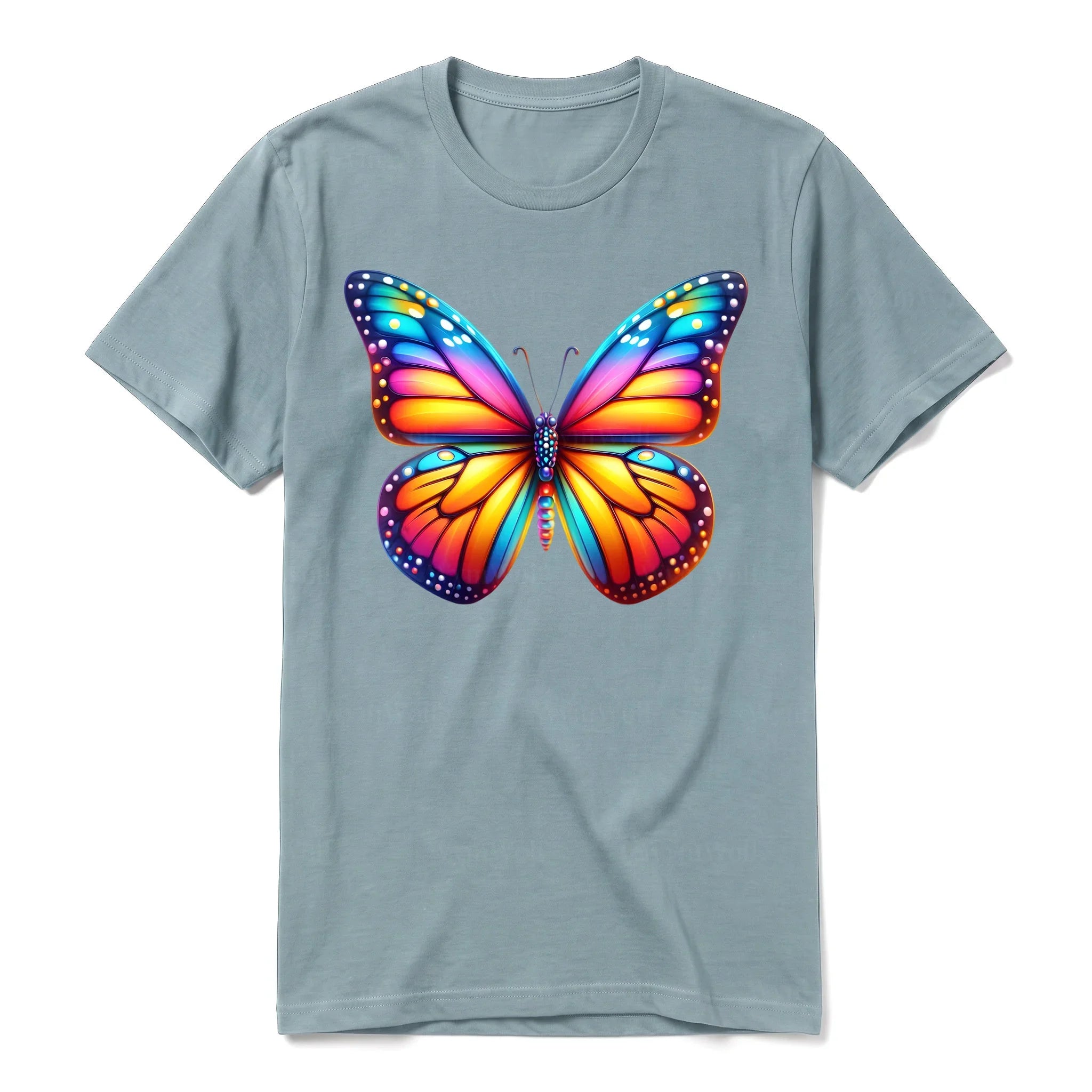 Un T-shirt sauge à manches courtes et col rond, orné d'un motif représentant un arthropod sur le devant.