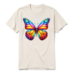Un T-shirt blanc vintage à manches courtes et col rond, orné d'un motif représentant un arthropod sur le devant.