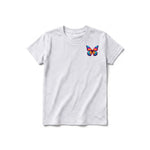 A ash grey short-sleeve crewneck t-shirt for youth featuring a graphic of a arthropods animal on the left chest.