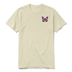A latte short-sleeve crewneck t-shirt for adult featuring a graphic of a arthropods animal on the left chest.