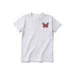 A ash grey short-sleeve crewneck t-shirt for youth featuring a graphic of a arthropods animal on the left chest.