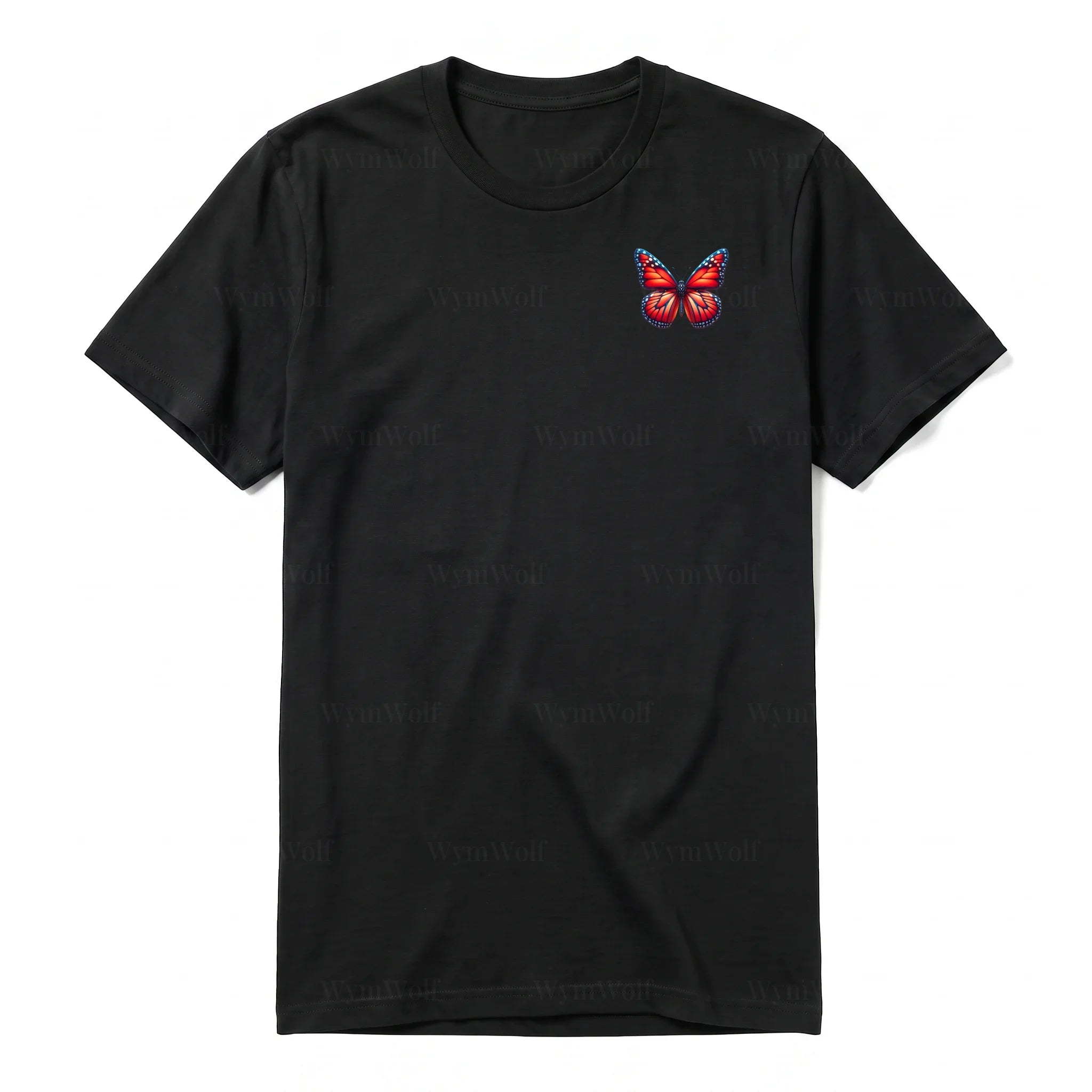 A black short-sleeve crewneck t-shirt for adult featuring a graphic of a arthropods animal on the left chest.