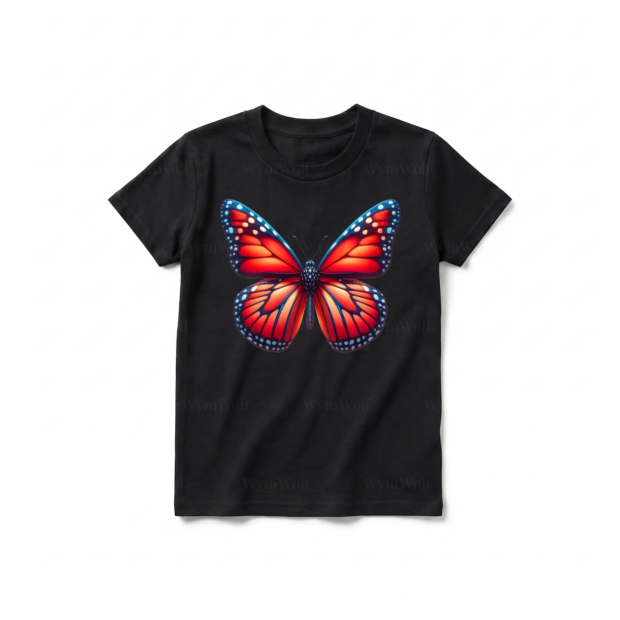 A black short-sleeve crewneck t-shirt for youth featuring a graphic of a arthropods animal on the front.