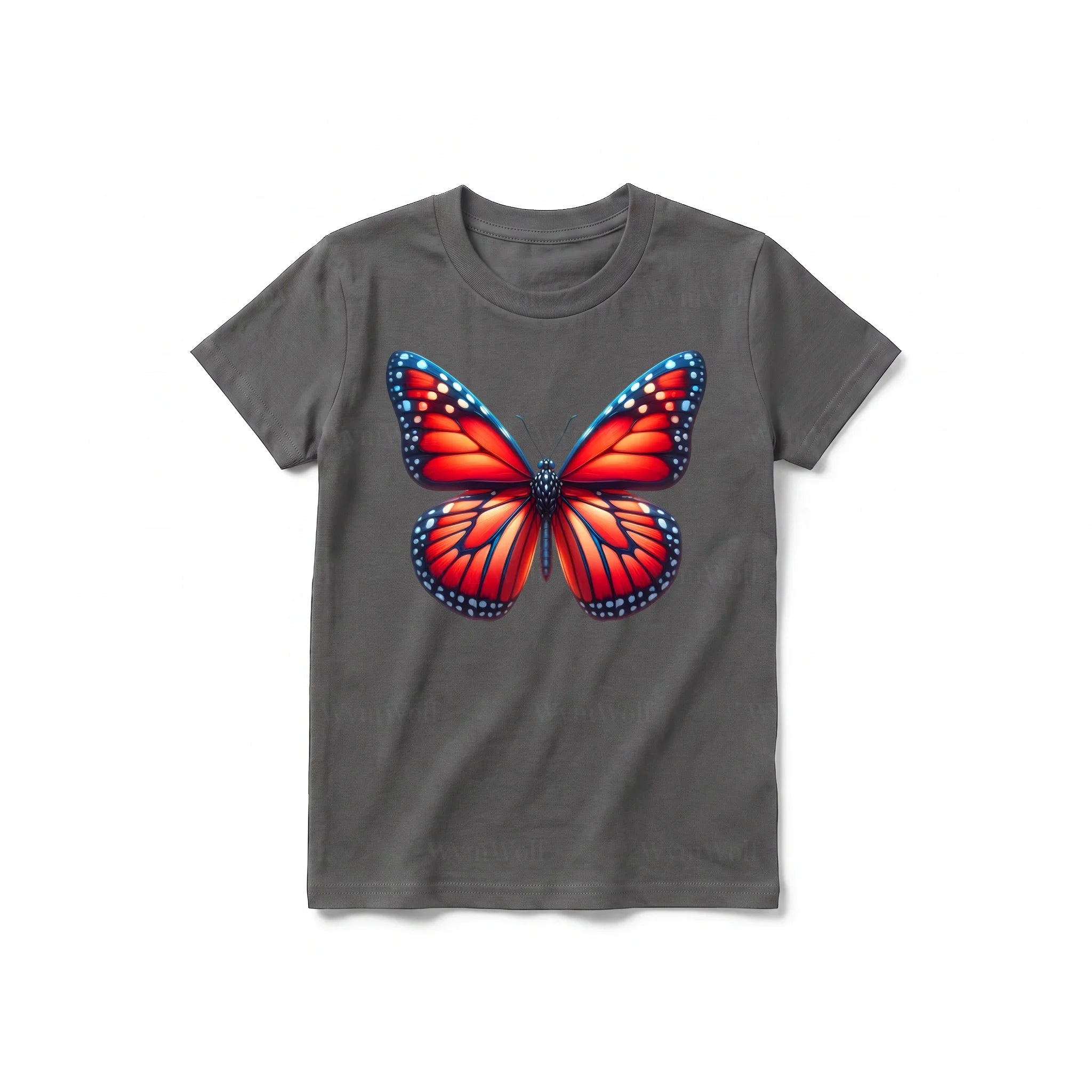 A charcoal short-sleeve crewneck t-shirt for youth featuring a graphic of a arthropods animal on the front.