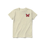 A latte short-sleeve crewneck t-shirt for youth featuring a graphic of a arthropods animal on the left chest.