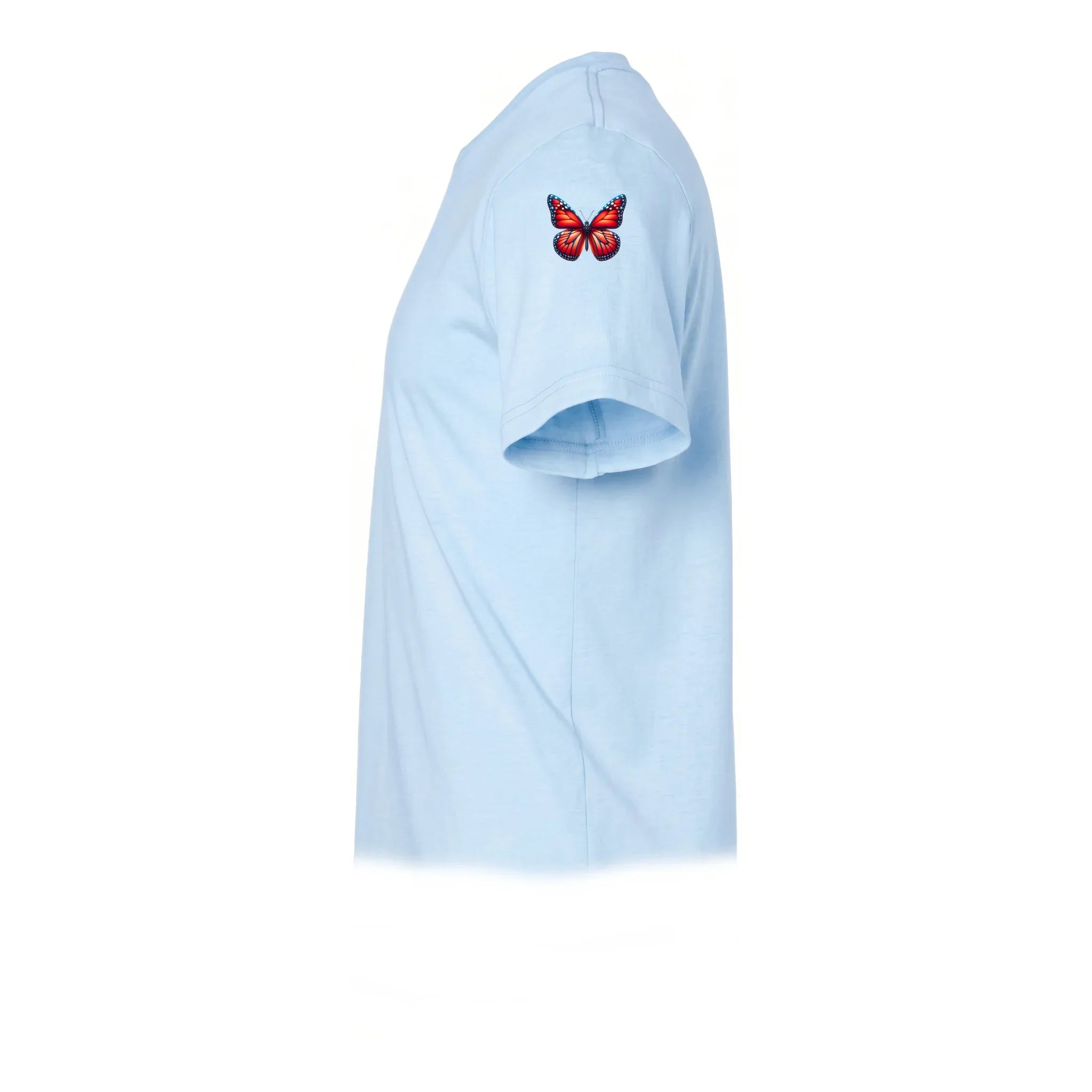 A powder short-sleeve crewneck t-shirt  featuring a small graphic of a arthropods animal on the upper left sleeve.