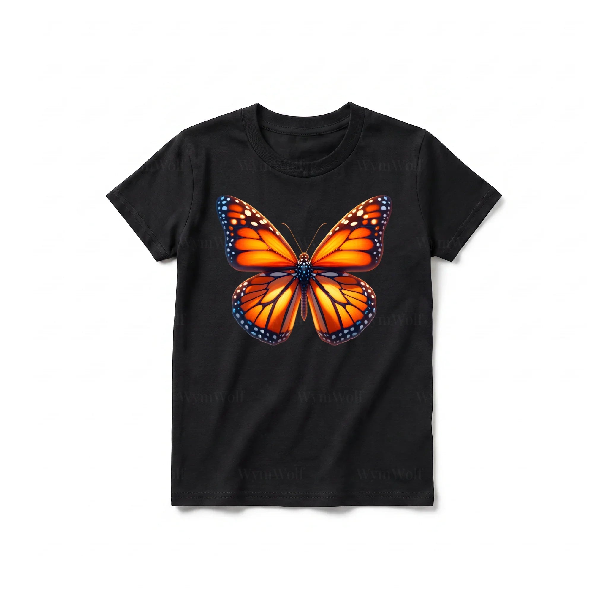 A black short-sleeve crewneck t-shirt for youth featuring a graphic of a arthropods animal on the front.