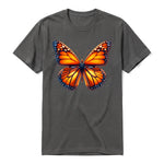 Un T-shirt charbon à manches courtes et col rond, orné d'un motif représentant un arthropod sur le devant.