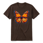Un T-shirt chocolat à manches courtes et col rond, orné d'un motif représentant un arthropod sur le devant.