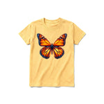 A mustard short-sleeve crewneck t-shirt for youth featuring a graphic of a arthropods animal on the front.