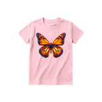 Un T-shirt rose à manches courtes et col rond pour jeune, orné d'un motif représentant un arthropode sur le devant.