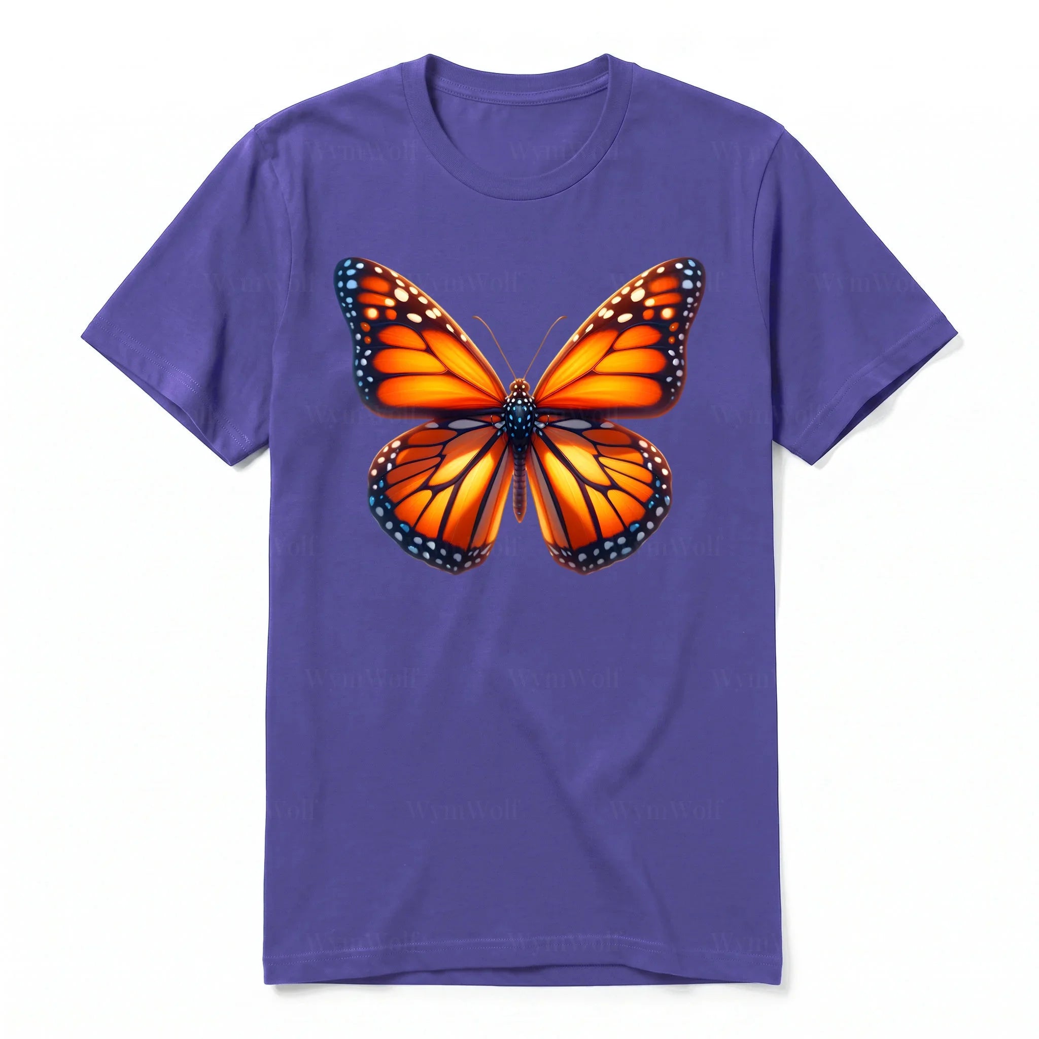 A purple short-sleeve crewneck t-shirt for adult featuring a graphic of a arthropods animal on the front.