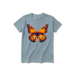 Un T-shirt sauge à manches courtes et col rond pour jeune, orné d'un motif représentant un arthropode sur le devant.