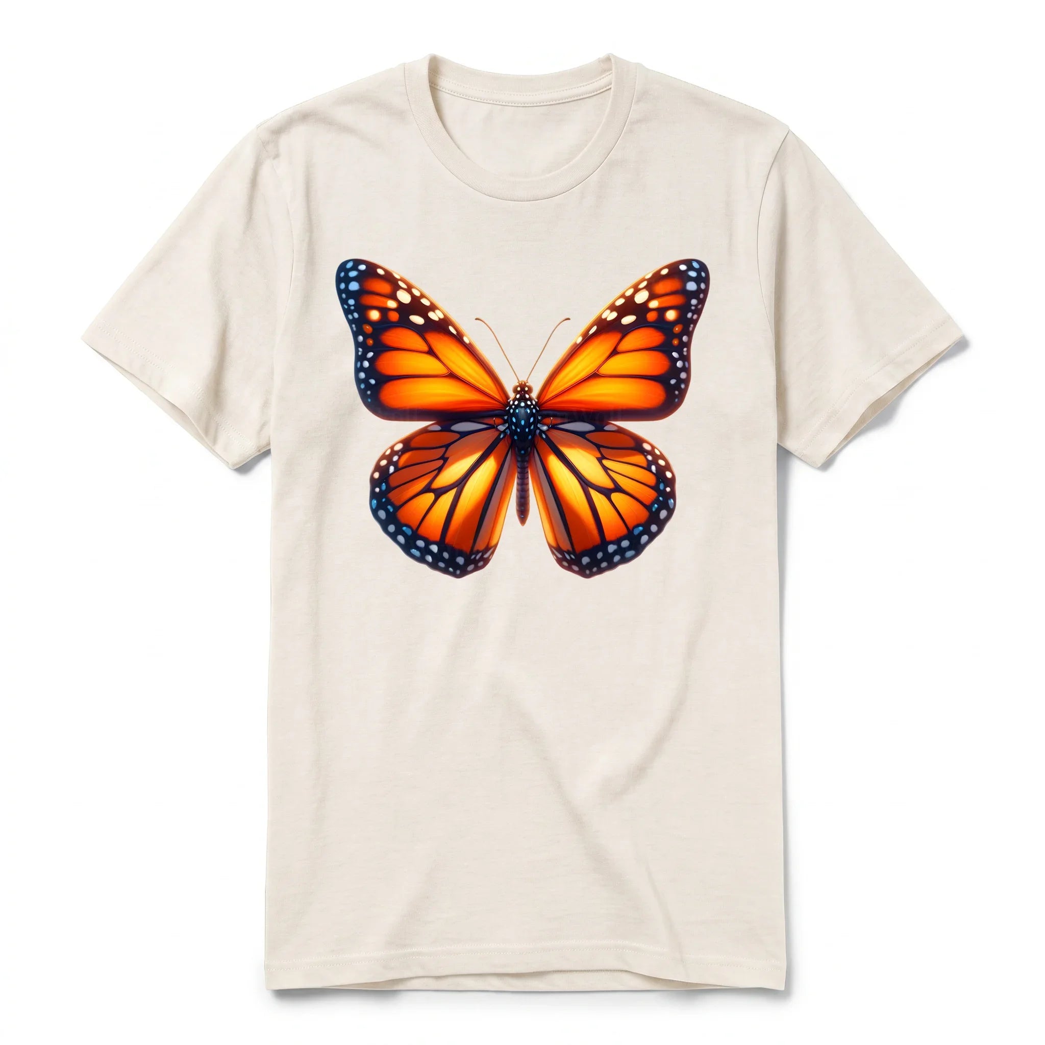 A vintage-white short-sleeve crewneck t-shirt for adult featuring a graphic of a arthropods animal on the front.