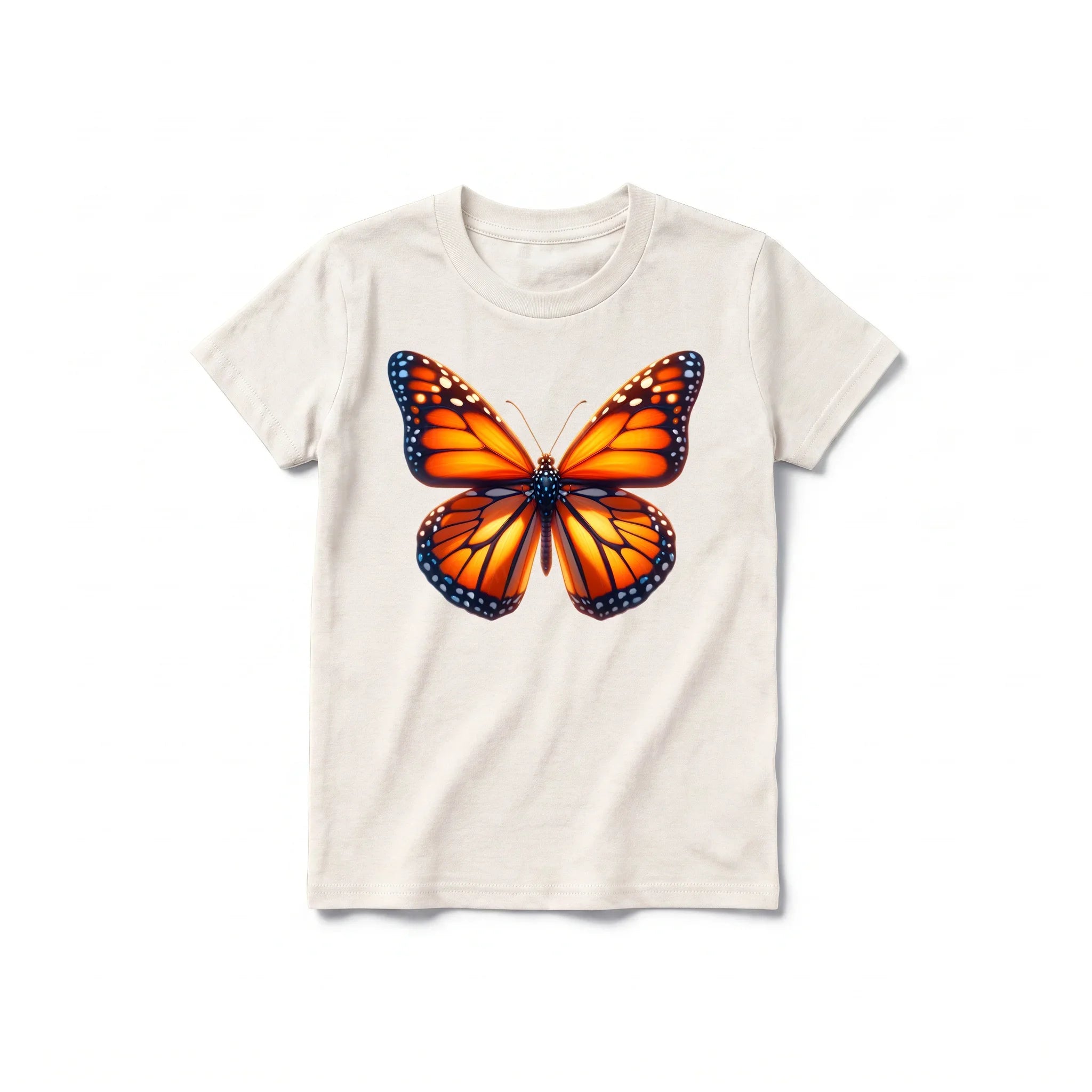 A vintage-white short-sleeve crewneck t-shirt for youth featuring a graphic of a arthropods animal on the front.