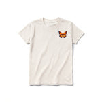 A vintage-white short-sleeve crewneck t-shirt for youth featuring a graphic of a arthropods animal on the left chest.