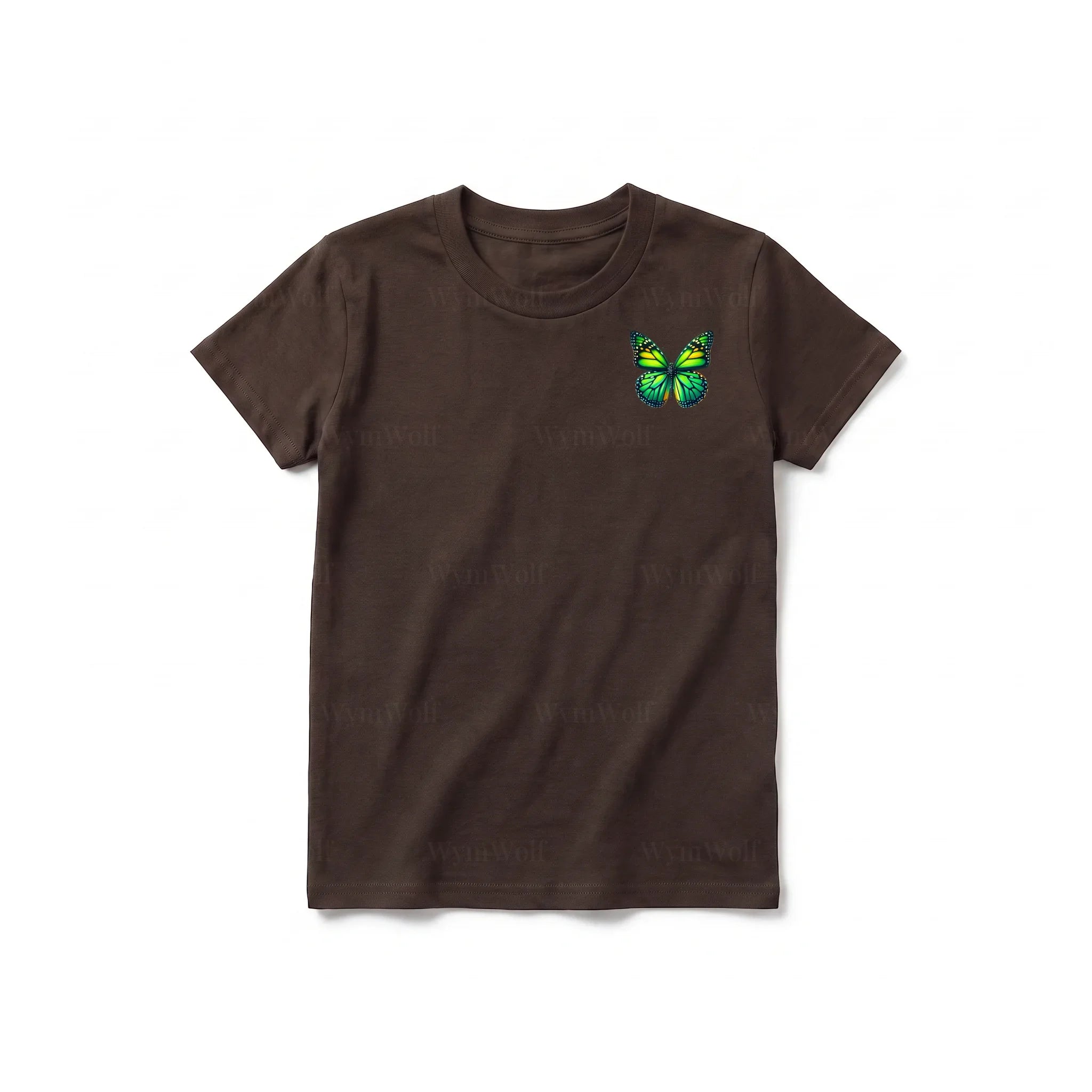 A chocolate short-sleeve crewneck t-shirt for youth featuring a graphic of a arthropods animal on the left chest.