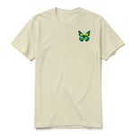 A latte short-sleeve crewneck t-shirt for adult featuring a graphic of a arthropods animal on the left chest.