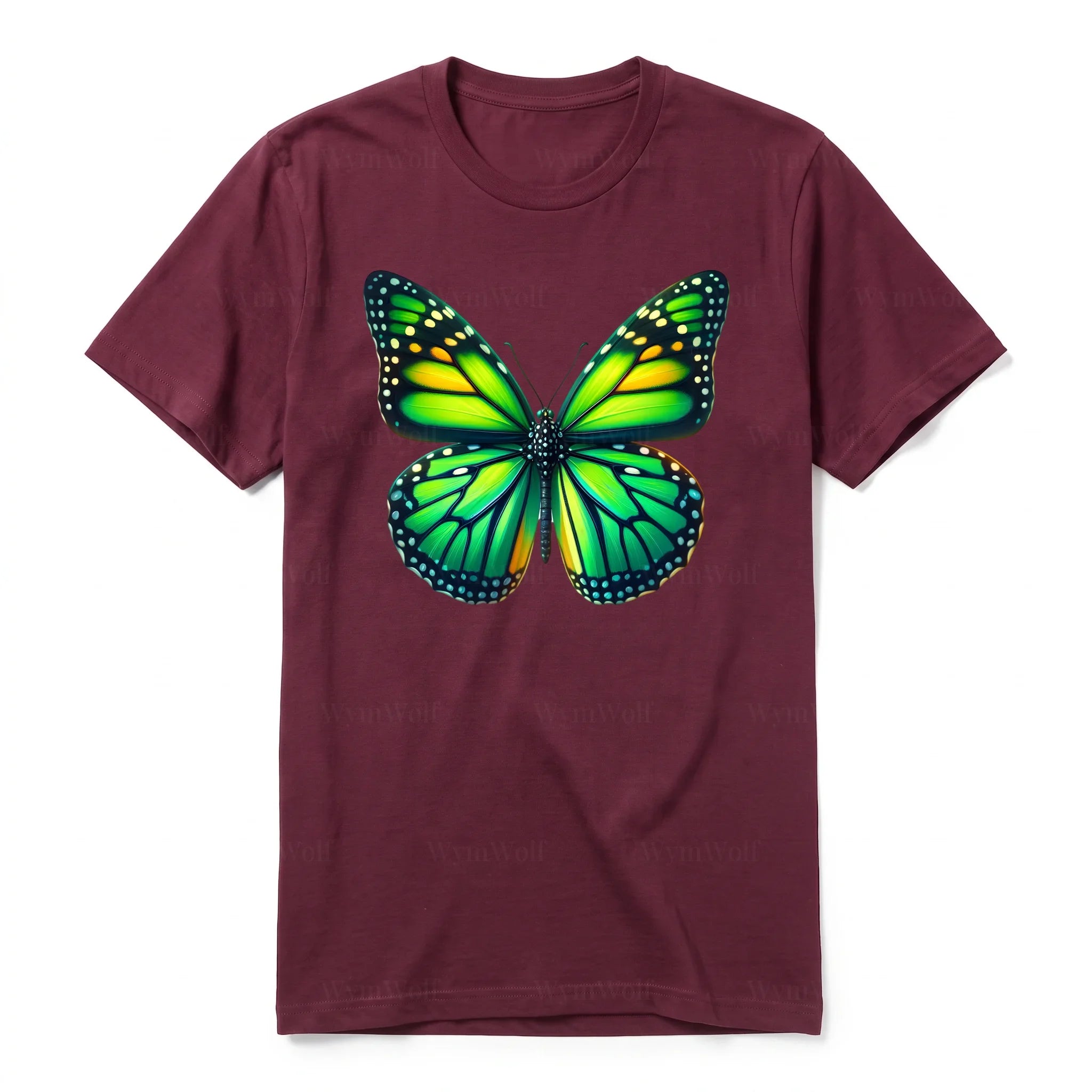 Un T-shirt marron à manches courtes et col rond, orné d'un motif représentant un arthropod sur le devant.