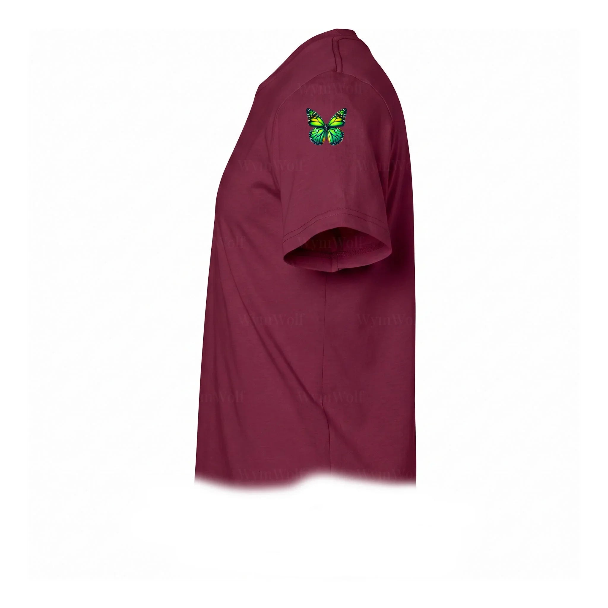 Un T-shirt marron à manches courtes et col rond, orné d'un motif représentant un arthropode sur le haut de la manche gauche.