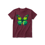 Un T-shirt marron à manches courtes et col rond pour jeune, orné d'un motif représentant un arthropode sur le devant.