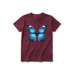 A maroon short-sleeve crewneck t-shirt for youth featuring a graphic of a arthropods animal on the front.