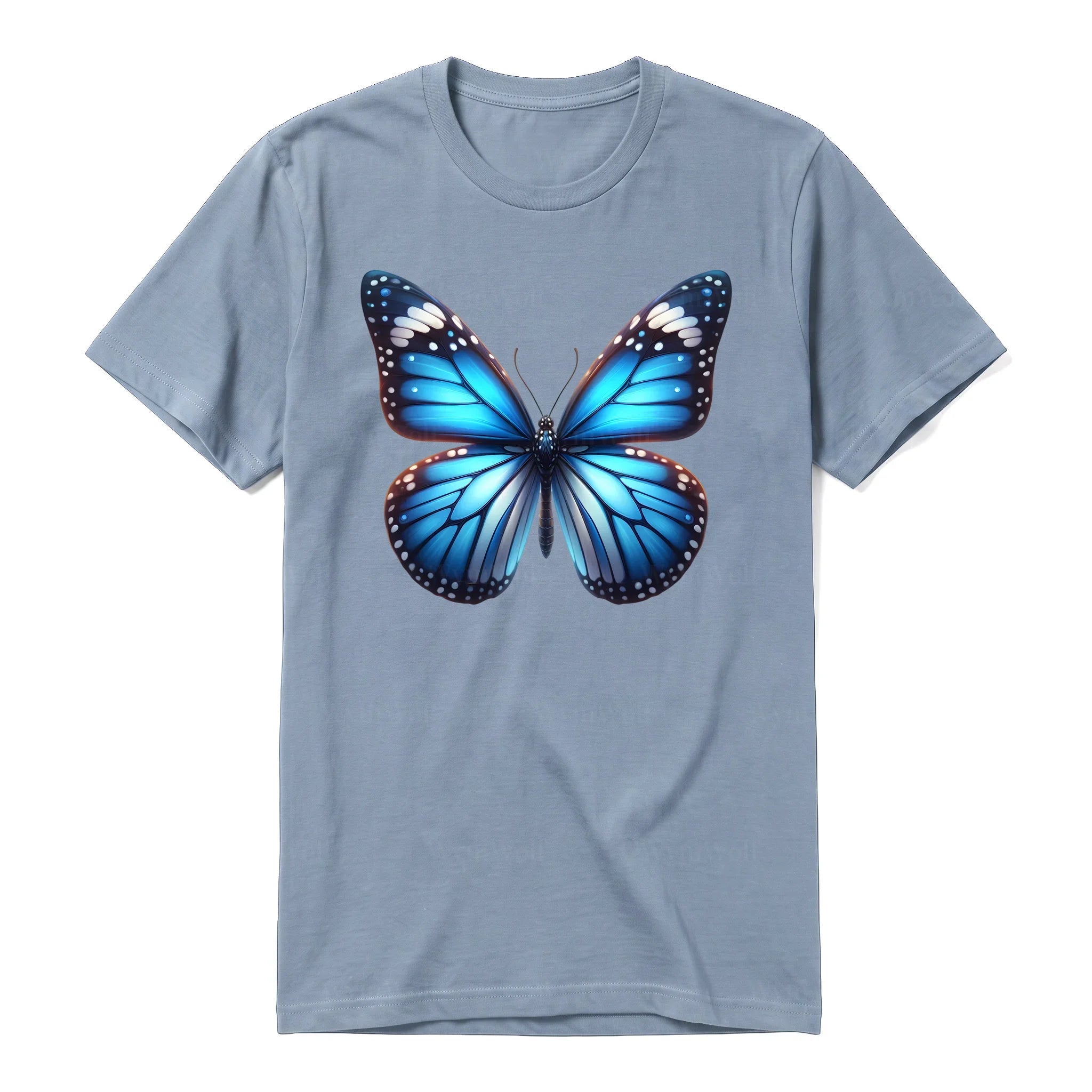 Un T-shirt steel-blue à manches courtes et col rond, orné d'un motif représentant un arthropod sur le devant.