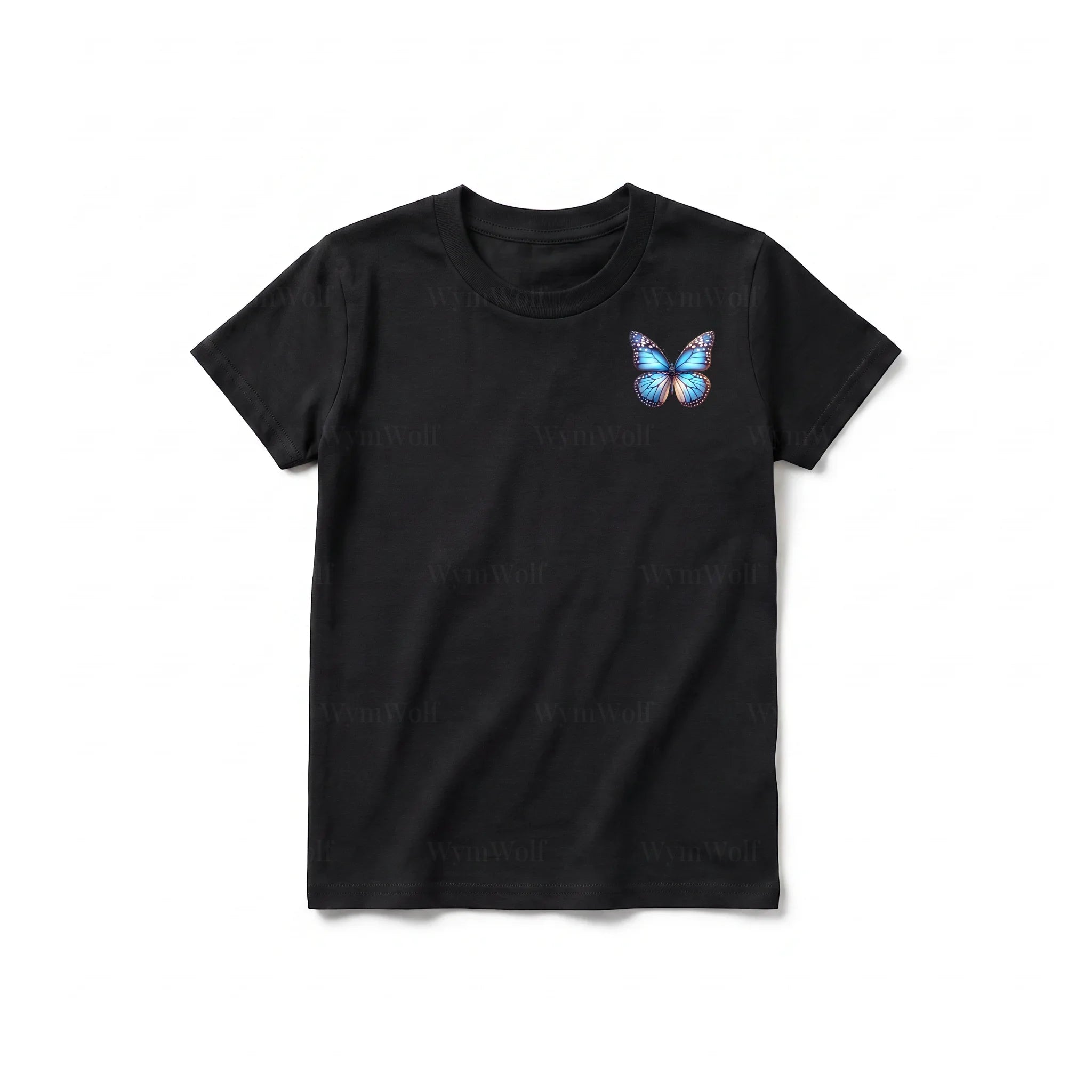 A black short-sleeve crewneck t-shirt for youth featuring a graphic of a arthropods animal on the left chest.