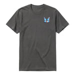A charcoal short-sleeve crewneck t-shirt for adult featuring a graphic of a arthropods animal on the left chest.