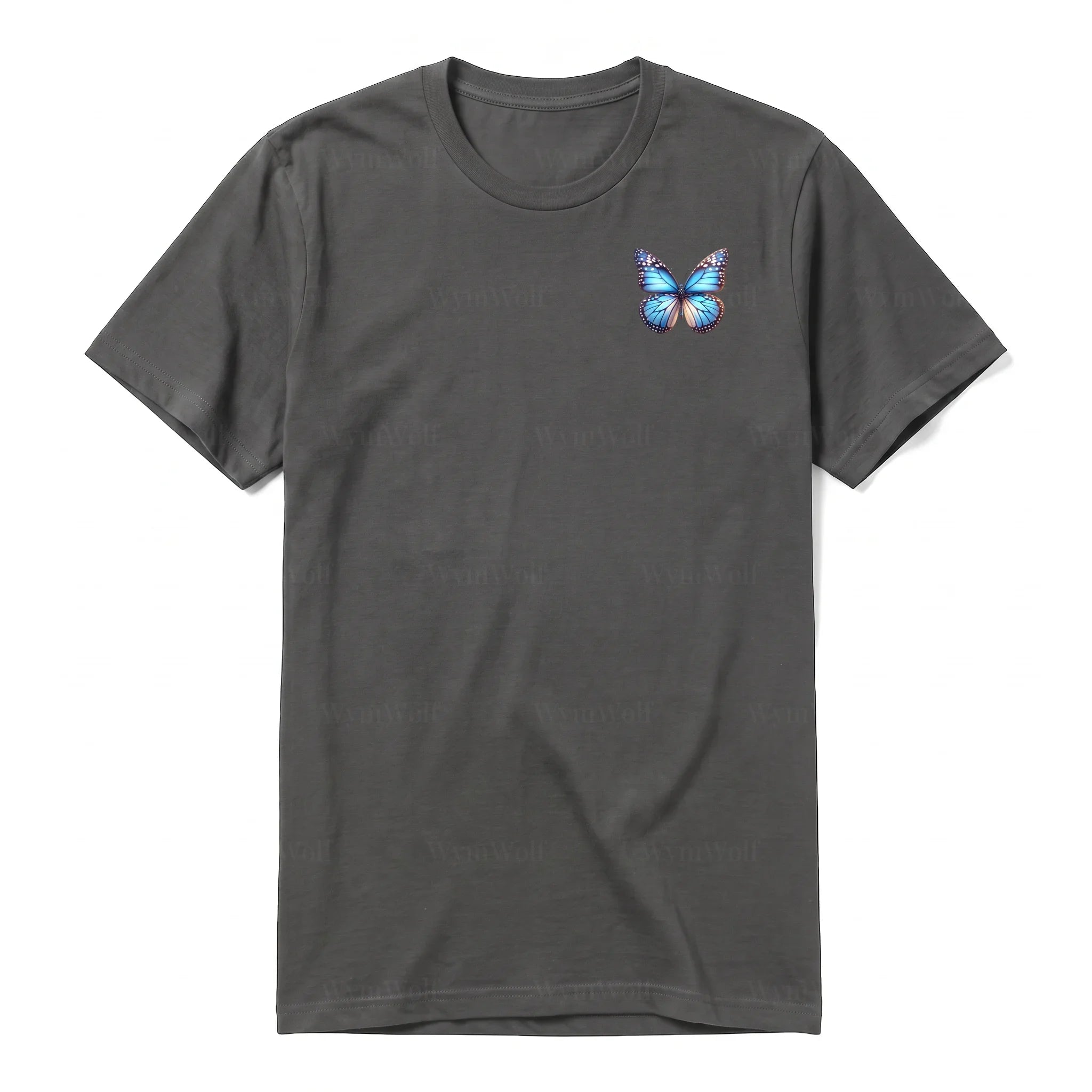 A charcoal short-sleeve crewneck t-shirt for adult featuring a graphic of a arthropods animal on the left chest.