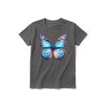 A charcoal short-sleeve crewneck t-shirt for youth featuring a graphic of a arthropods animal on the front.