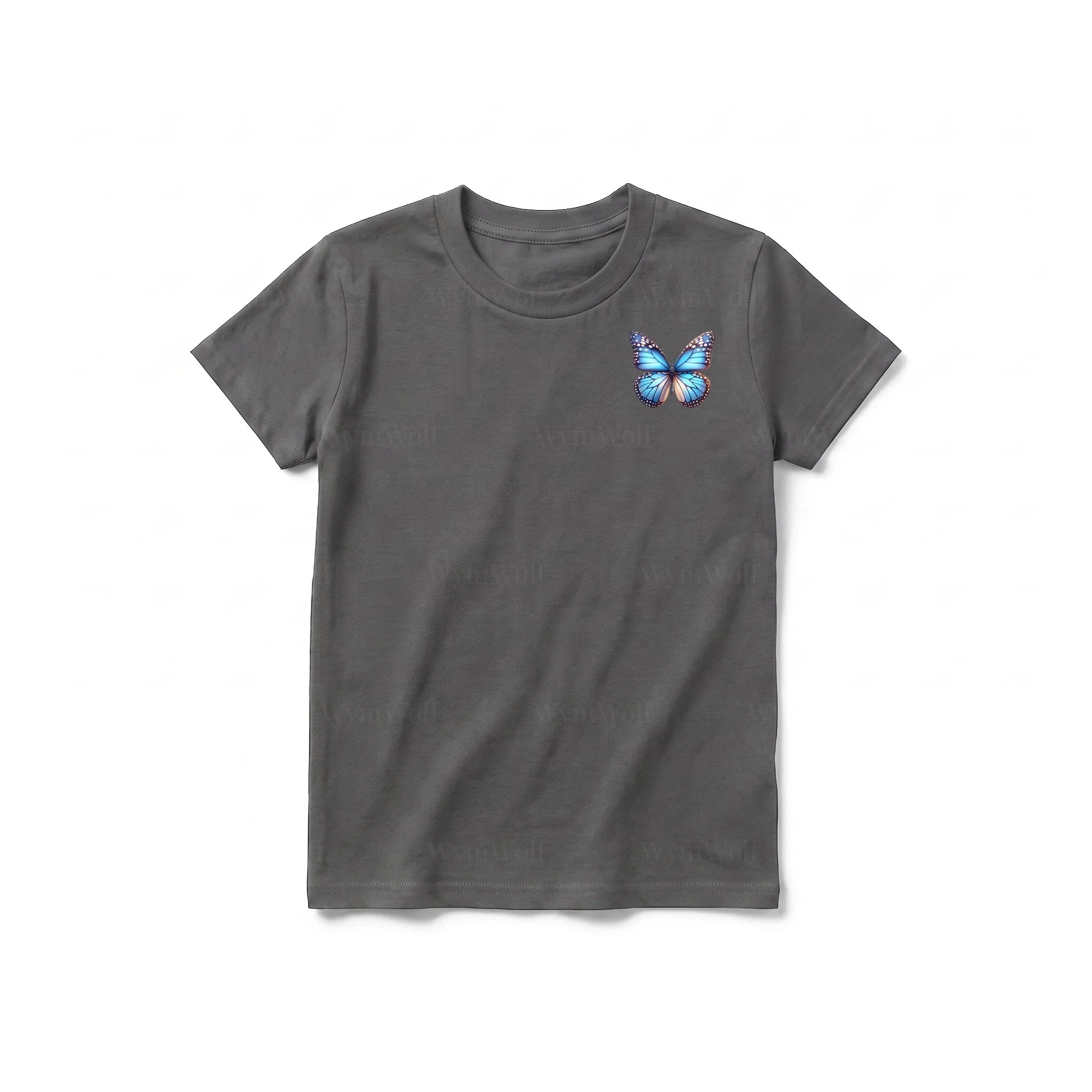 A charcoal short-sleeve crewneck t-shirt for youth featuring a graphic of a arthropods animal on the left chest.