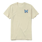 A latte short-sleeve crewneck t-shirt for adult featuring a graphic of a arthropods animal on the left chest.