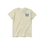 A latte short-sleeve crewneck t-shirt for youth featuring a graphic of a arthropods animal on the left chest.