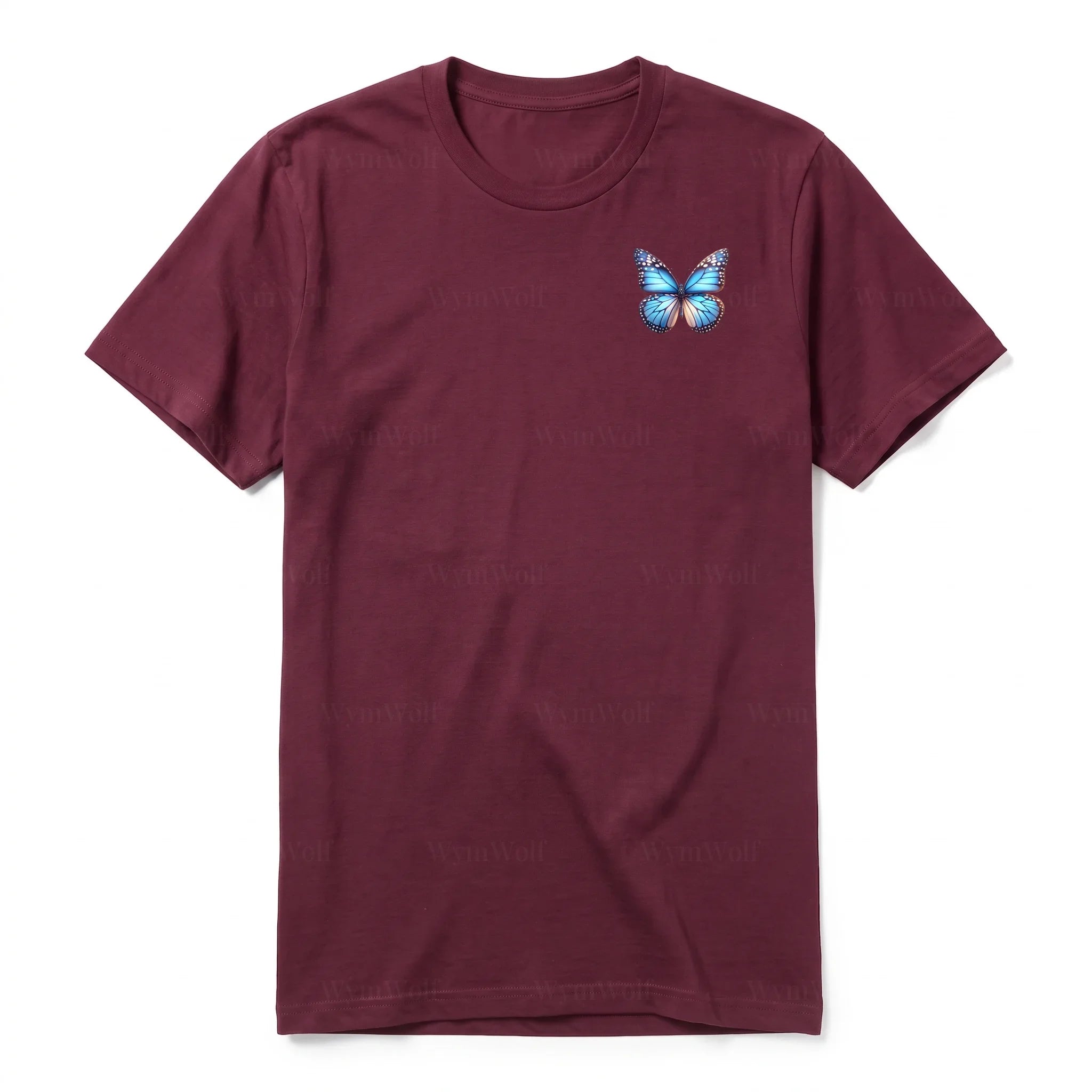 A maroon short-sleeve crewneck t-shirt for adult featuring a graphic of a arthropods animal on the left chest.