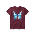 A maroon short-sleeve crewneck t-shirt for youth featuring a graphic of a arthropods animal on the front.