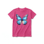 A raspberry short-sleeve crewneck t-shirt for youth featuring a graphic of a arthropods animal on the front.