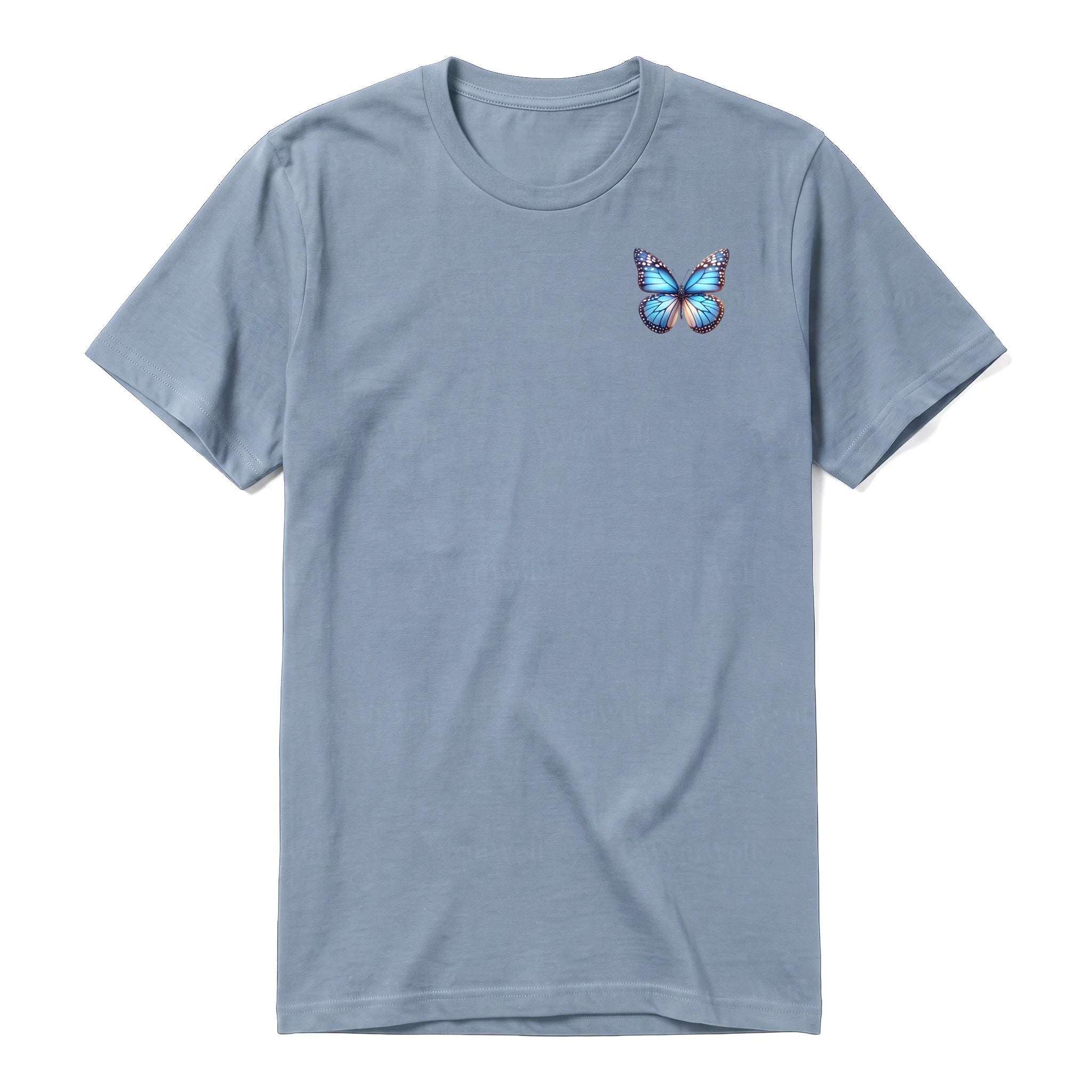 A steel-blue short-sleeve crewneck t-shirt for adult featuring a graphic of a arthropods animal on the left chest.