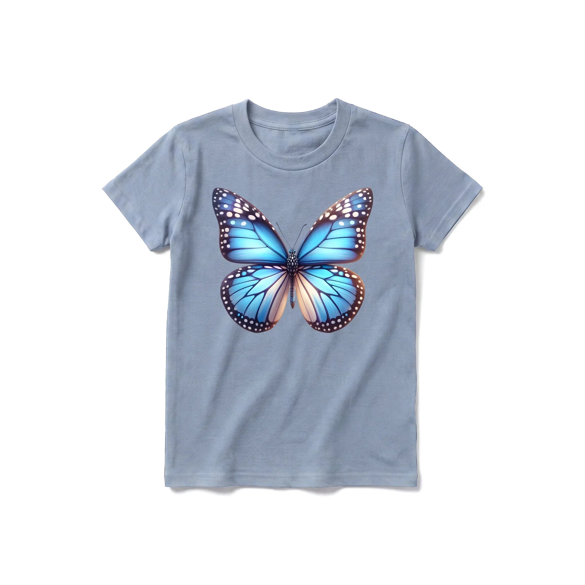 A steel-blue short-sleeve crewneck t-shirt for youth featuring a graphic of a arthropods animal on the front.