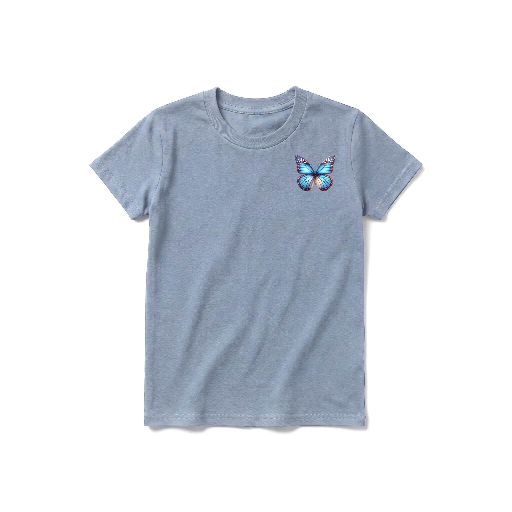 A steel-blue short-sleeve crewneck t-shirt for youth featuring a graphic of a arthropods animal on the left chest.
