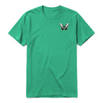 A kelly short-sleeve crewneck t-shirt for adult featuring a graphic of a arthropods animal on the left chest.