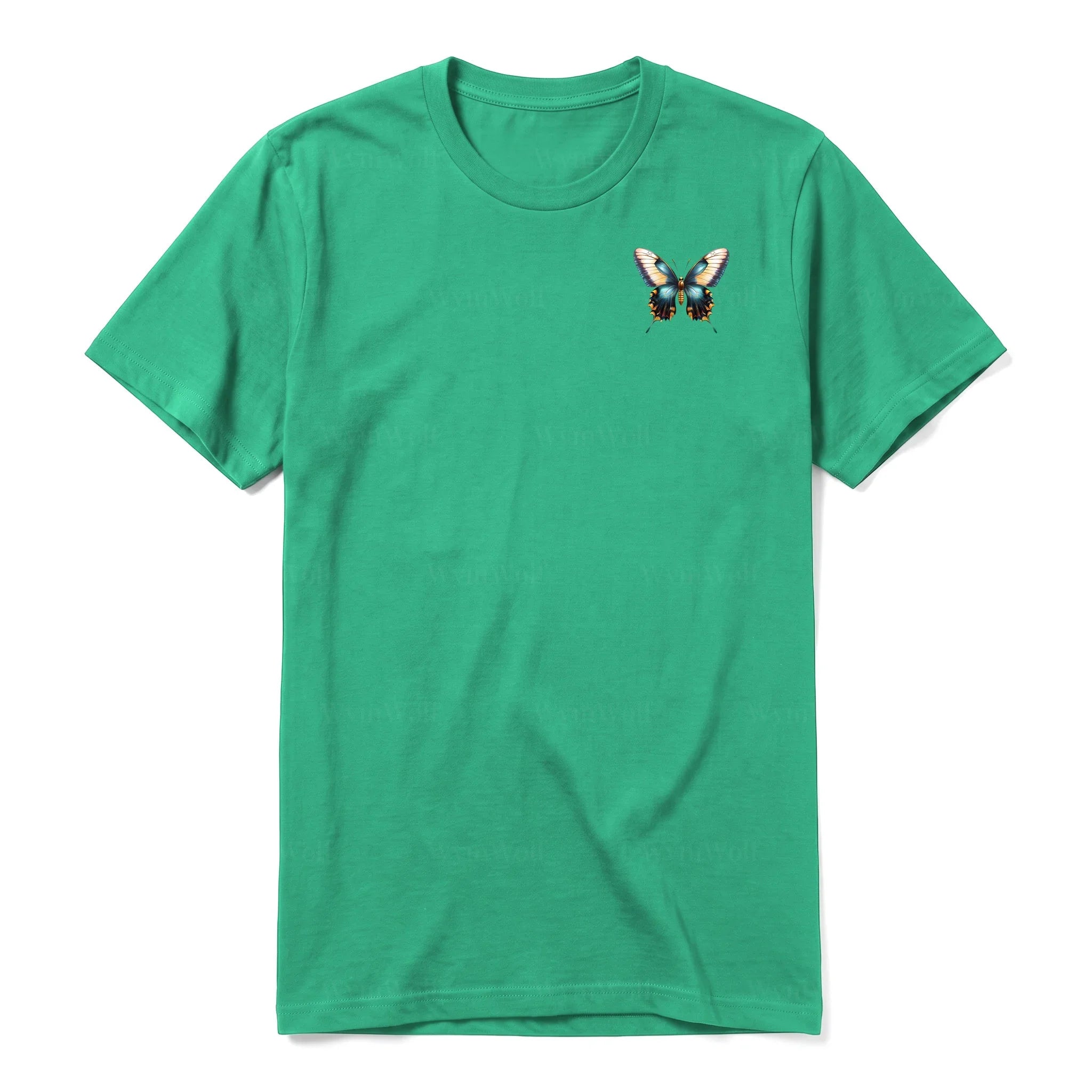 A kelly short-sleeve crewneck t-shirt for adult featuring a graphic of a arthropods animal on the left chest.
