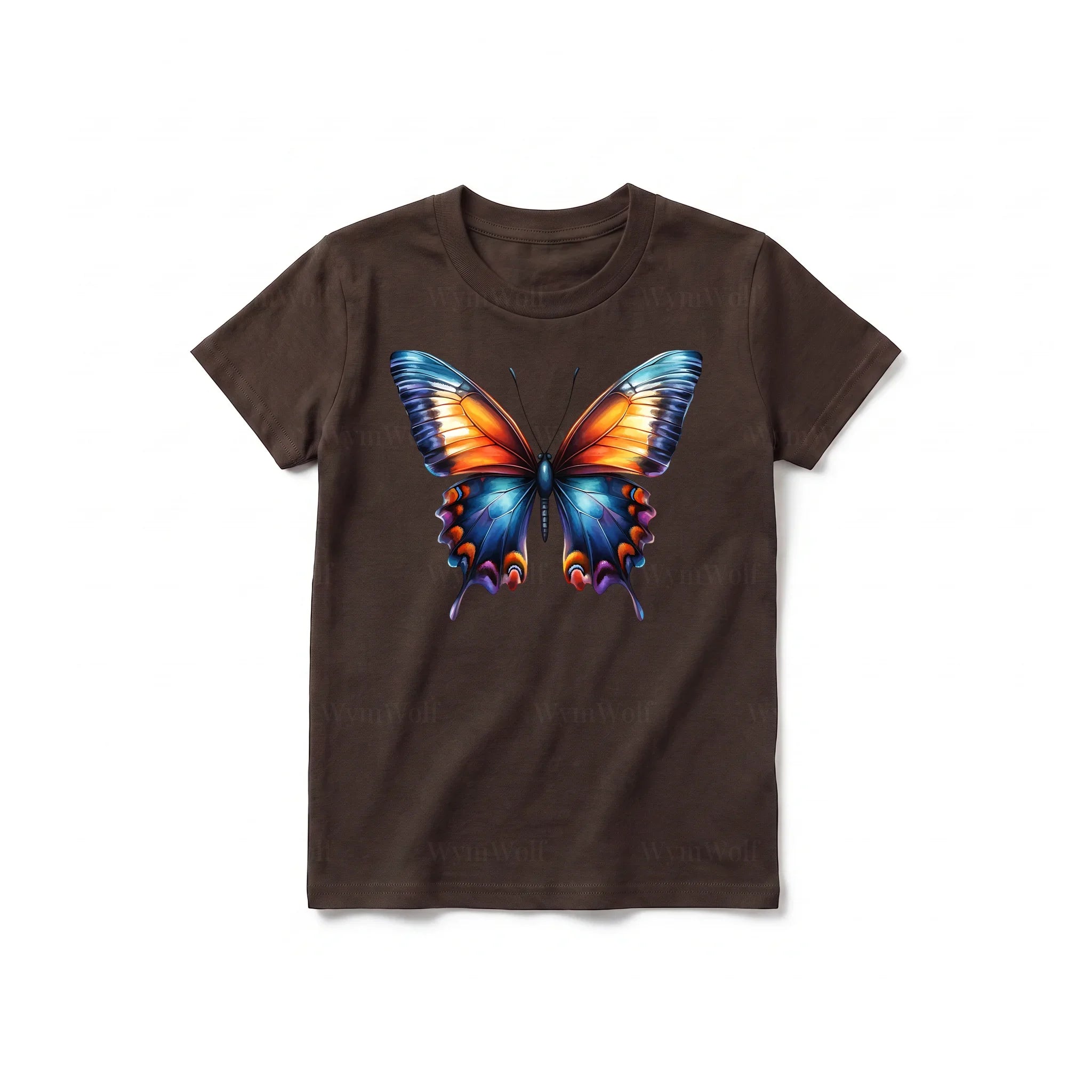 A chocolate short-sleeve crewneck t-shirt for youth featuring a graphic of a arthropods animal on the front.