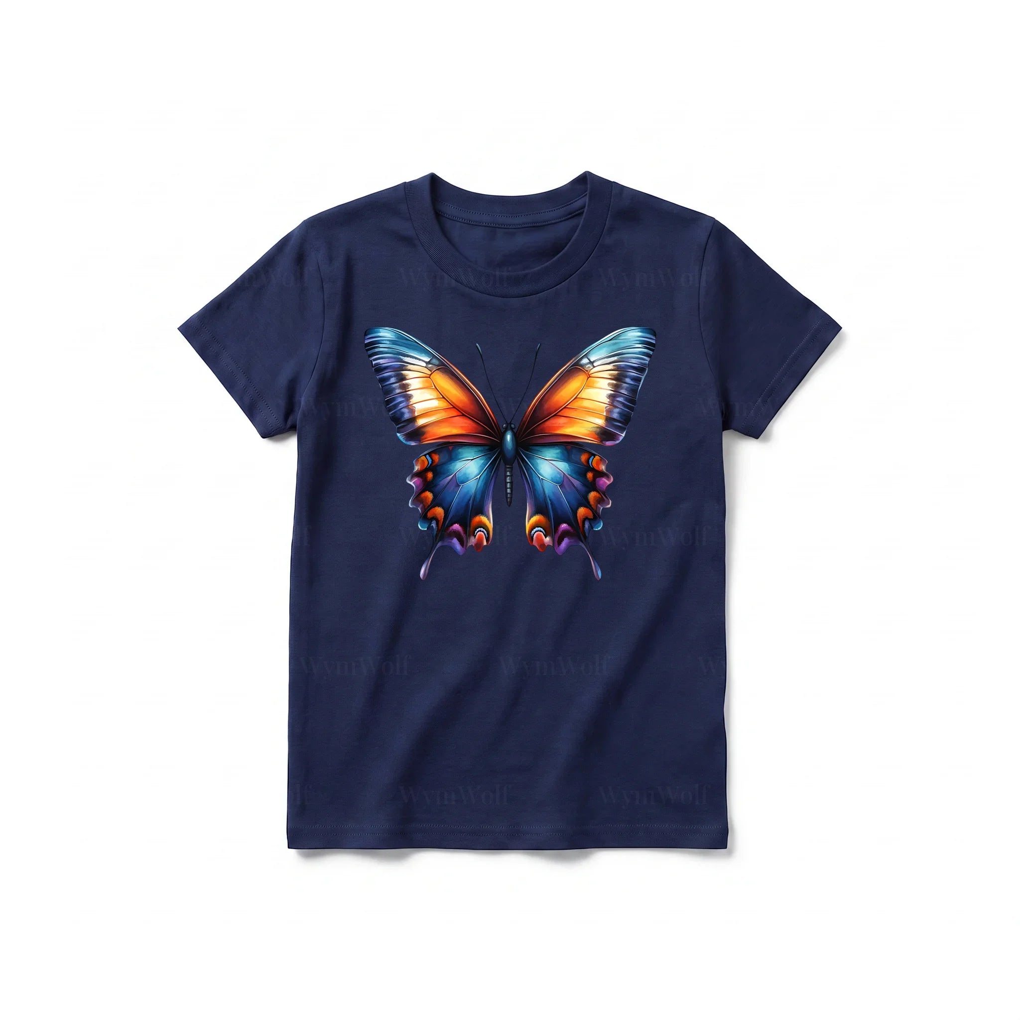A navy short-sleeve crewneck t-shirt for youth featuring a graphic of a arthropods animal on the front.