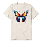 Un T-shirt blanc vintage à manches courtes et col rond, orné d'un motif représentant un arthropod sur le devant.