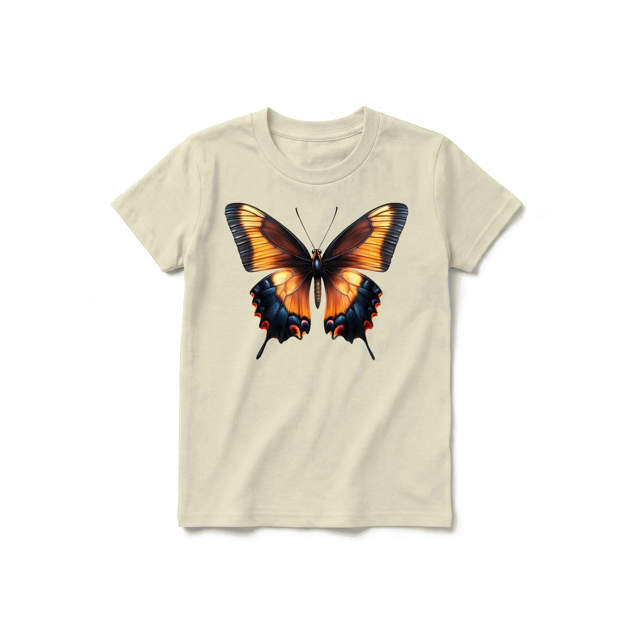 A latte short-sleeve crewneck t-shirt for youth featuring a graphic of a arthropods animal on the front.