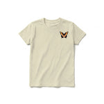 A latte short-sleeve crewneck t-shirt for youth featuring a graphic of a arthropods animal on the left chest.