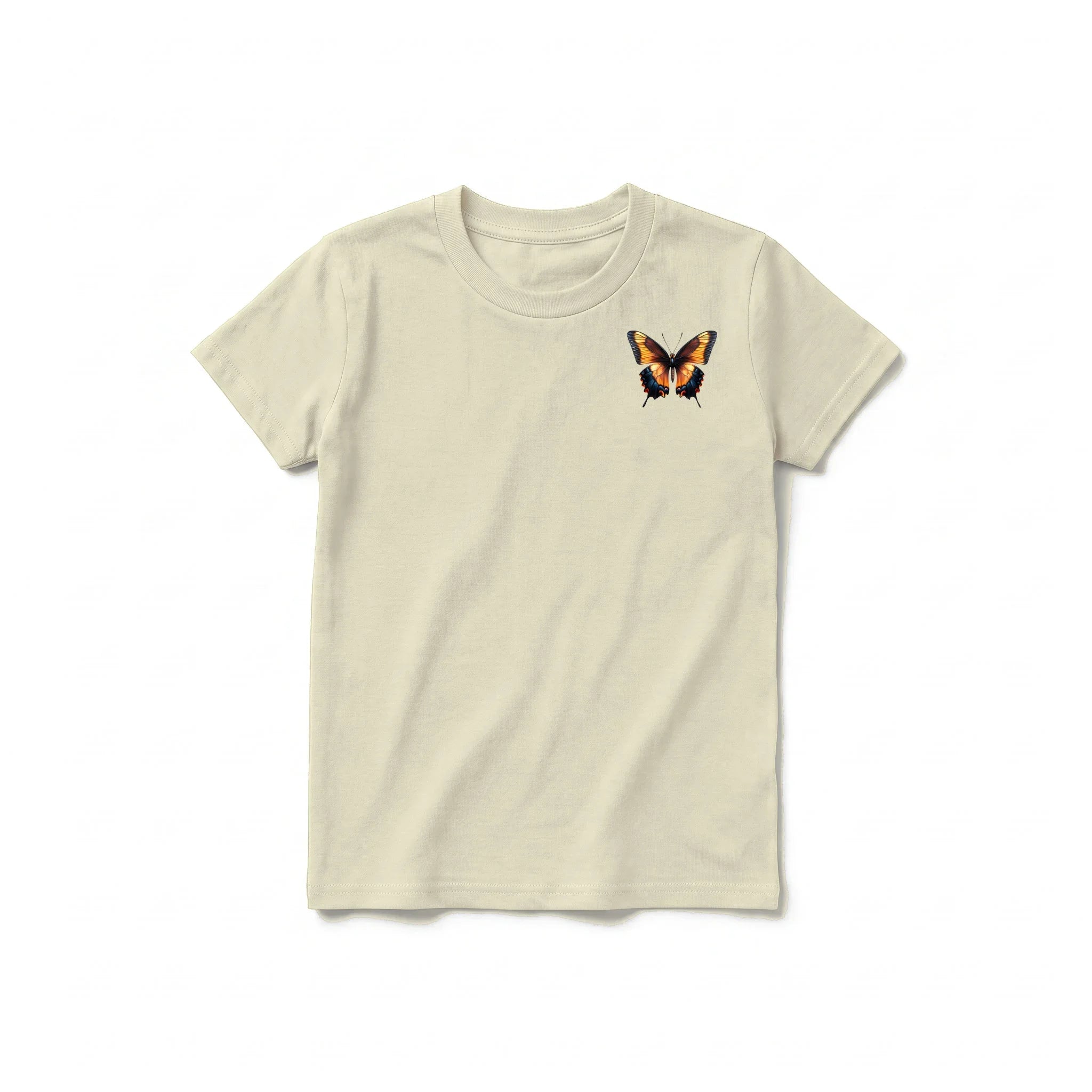 A latte short-sleeve crewneck t-shirt for youth featuring a graphic of a arthropods animal on the left chest.
