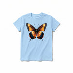 Un T-shirt poudre à manches courtes et col rond pour jeune, orné d'un motif représentant un arthropode sur le devant.