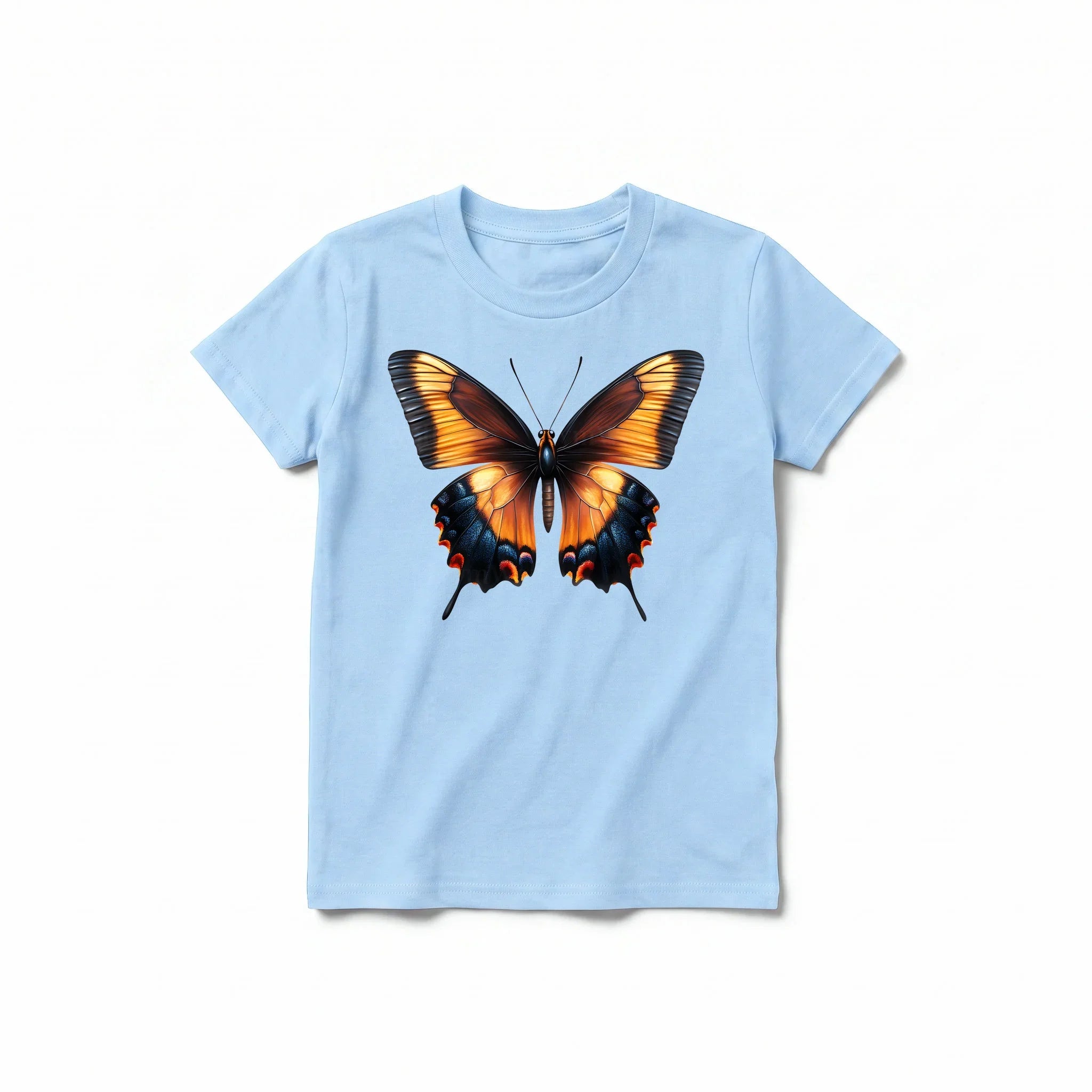 Un T-shirt poudre à manches courtes et col rond pour jeune, orné d'un motif représentant un arthropode sur le devant.